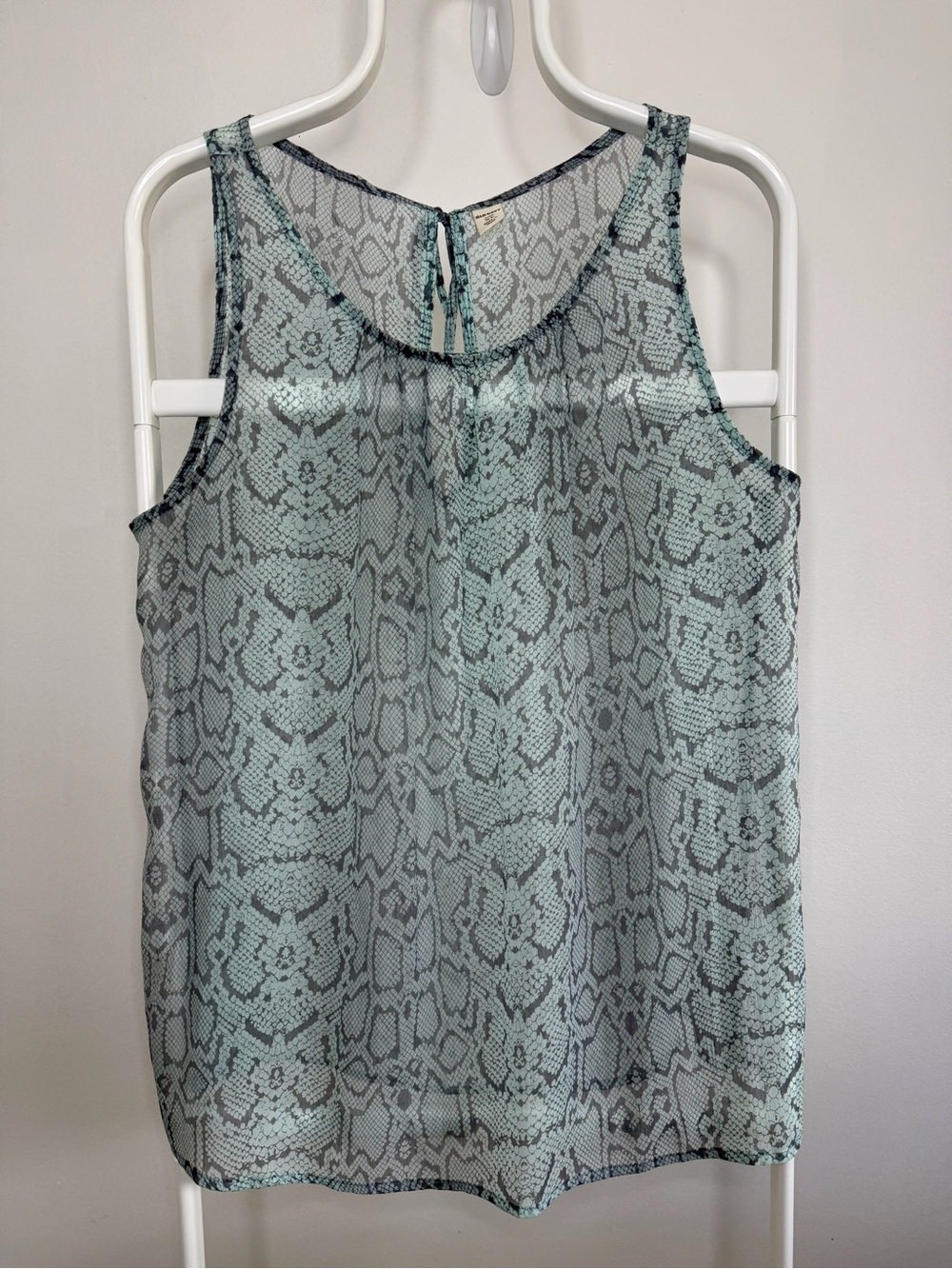 Old Navy XL Mint Green Gray Snakeskin Print Sleeveless Blouse Tank Top